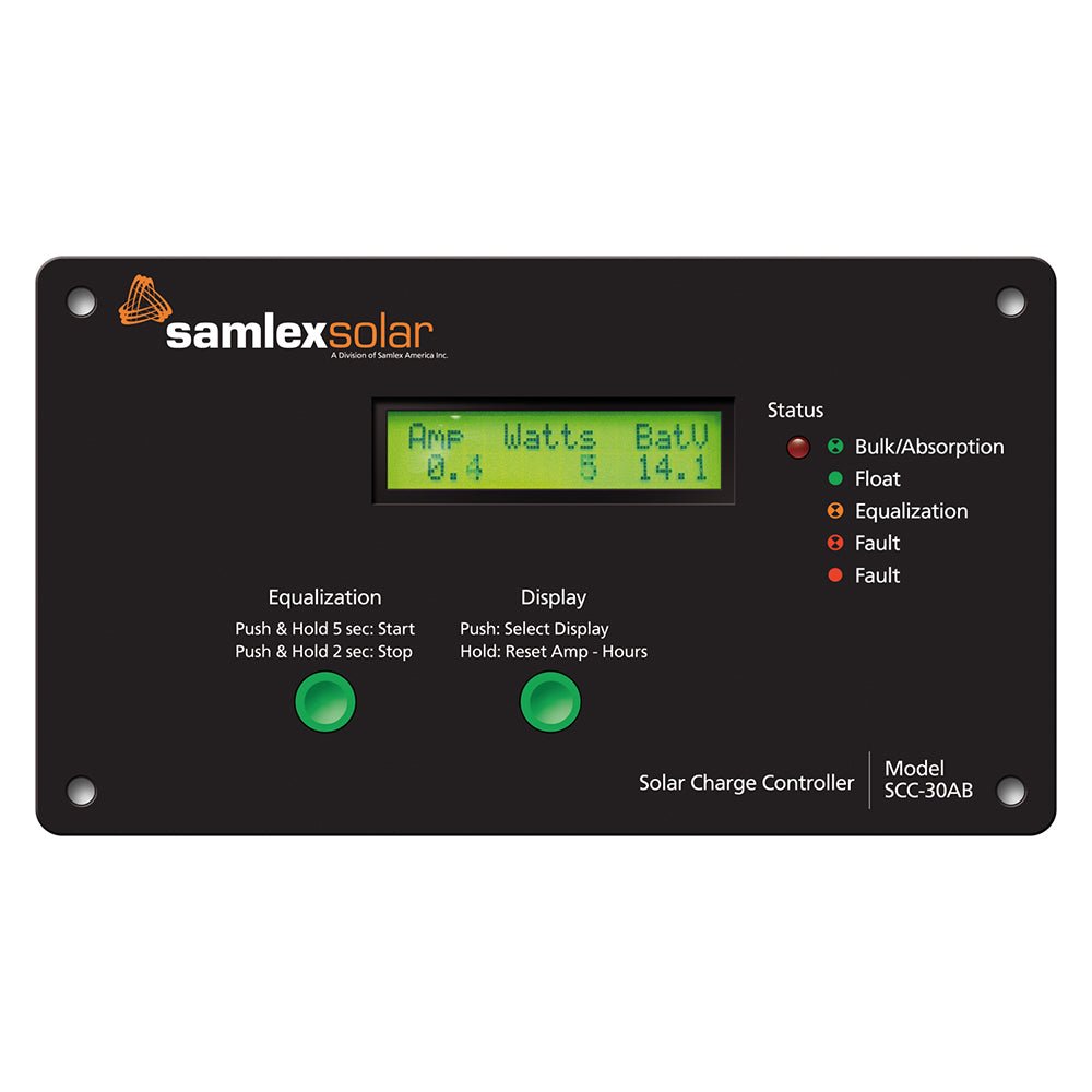 Samlex - Flush Mount Solar Charge Controller - LCD Display, 30A