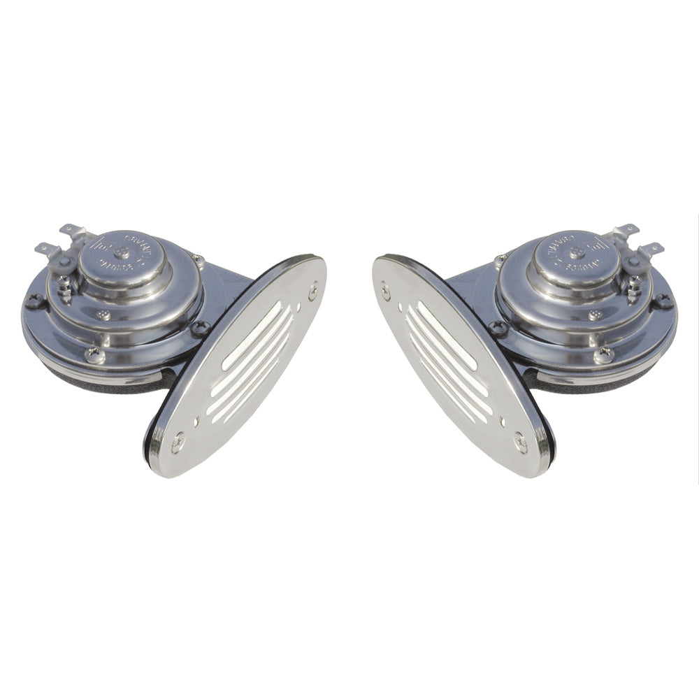 Schmitt Marine - Mini Dual Drop-In Horn - Stainless Steel Grills High & Low Pitch