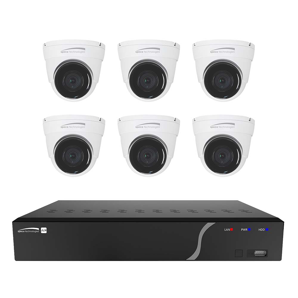 Speco - NVR Kit - with 6 Outdoor, IR 5MP, IP Cameras 2.8mm Fixed Lens, 2TB, 8 Channel