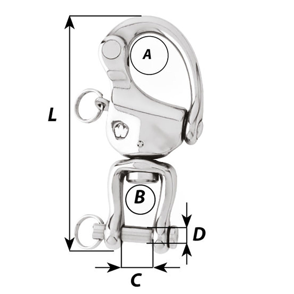 Wichard Marine - HR Snap Shackle With Clevis Pin Swivel - 120mm Length, 4-23/32"