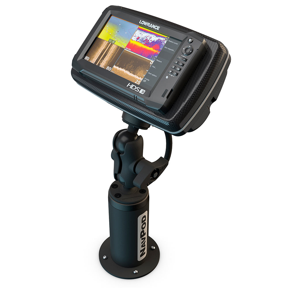 NavPod - PedestalPod With RAM Mount Pre-Cut - For Lowrance HDS-9 MFD Gen2 Touch, HDS-9 Gen3 - Carbon Black