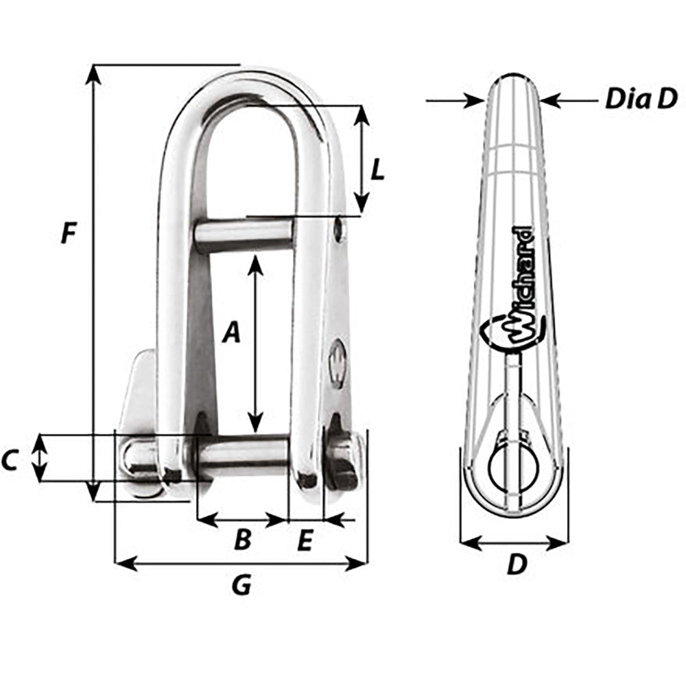 Wichard - HR Key Pin Shackle - With Bar