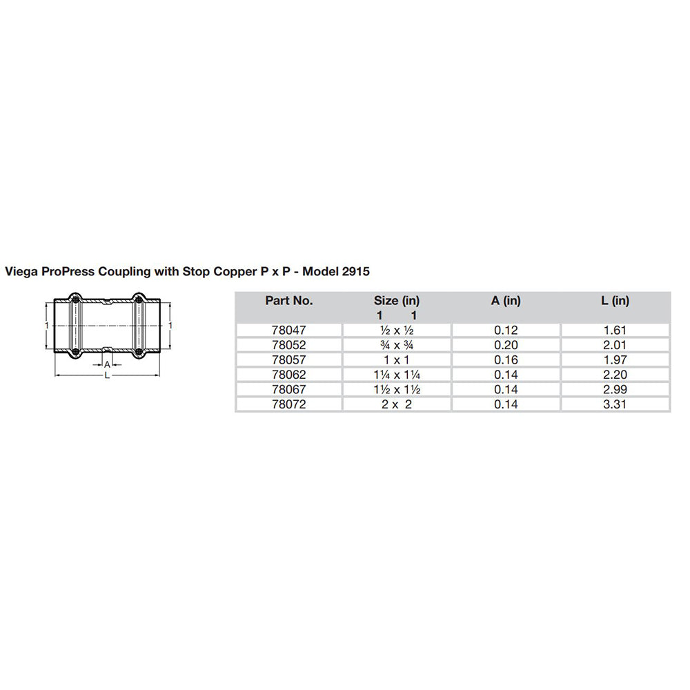 Viega - ProPress Copper Coupling - With Stop