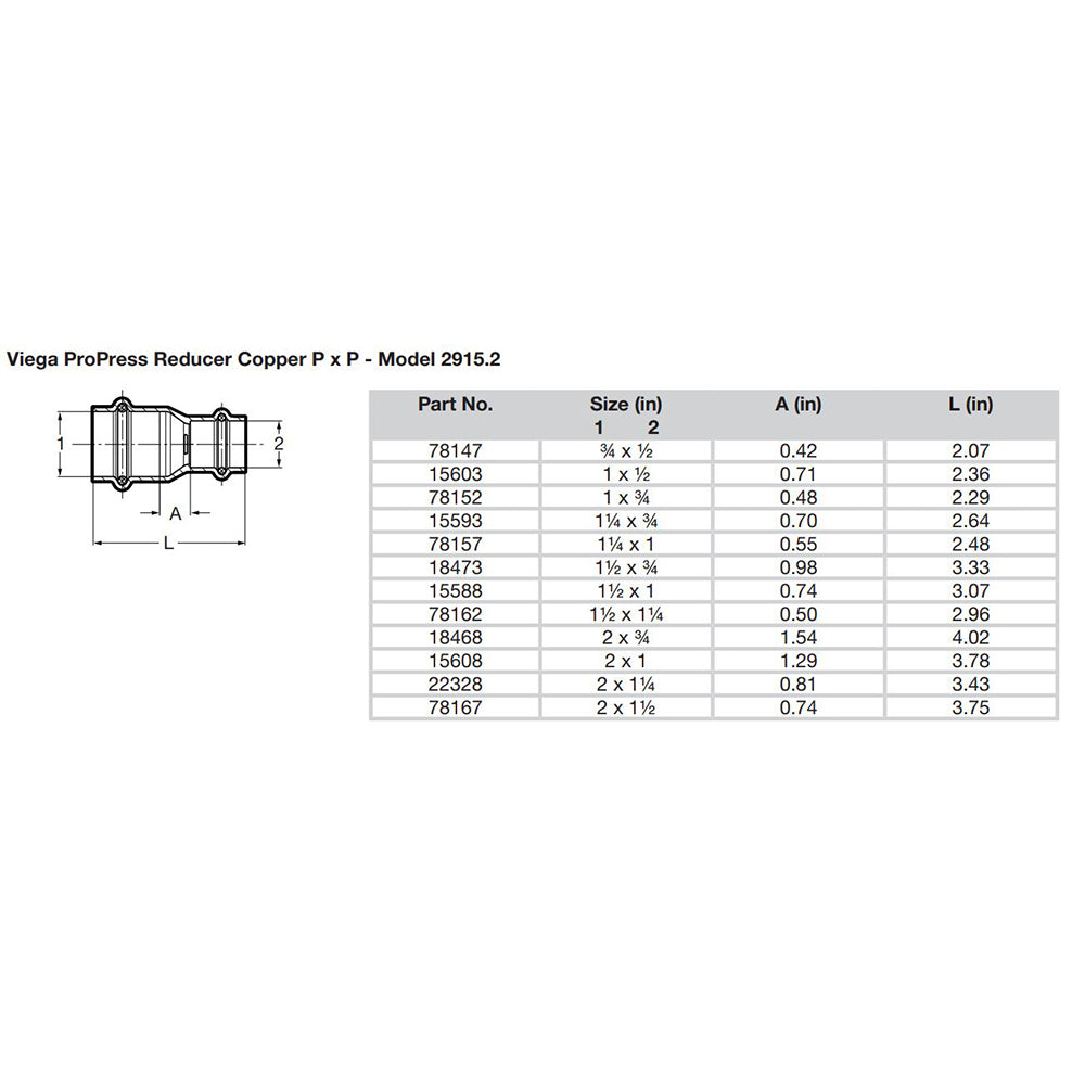 Viega - ProPress Copper Reducer - Double Press Connection