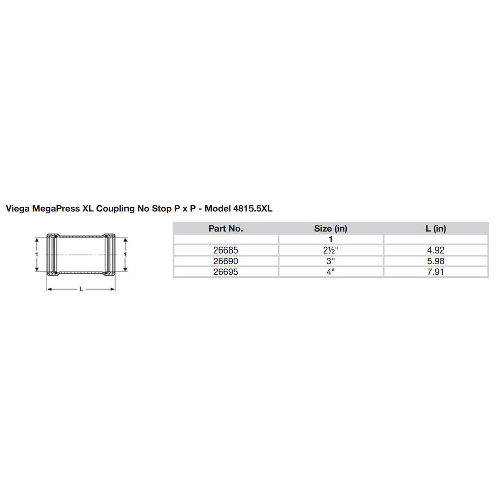 Viega - MegaPress Carbon Steel Coupling - Without Stop