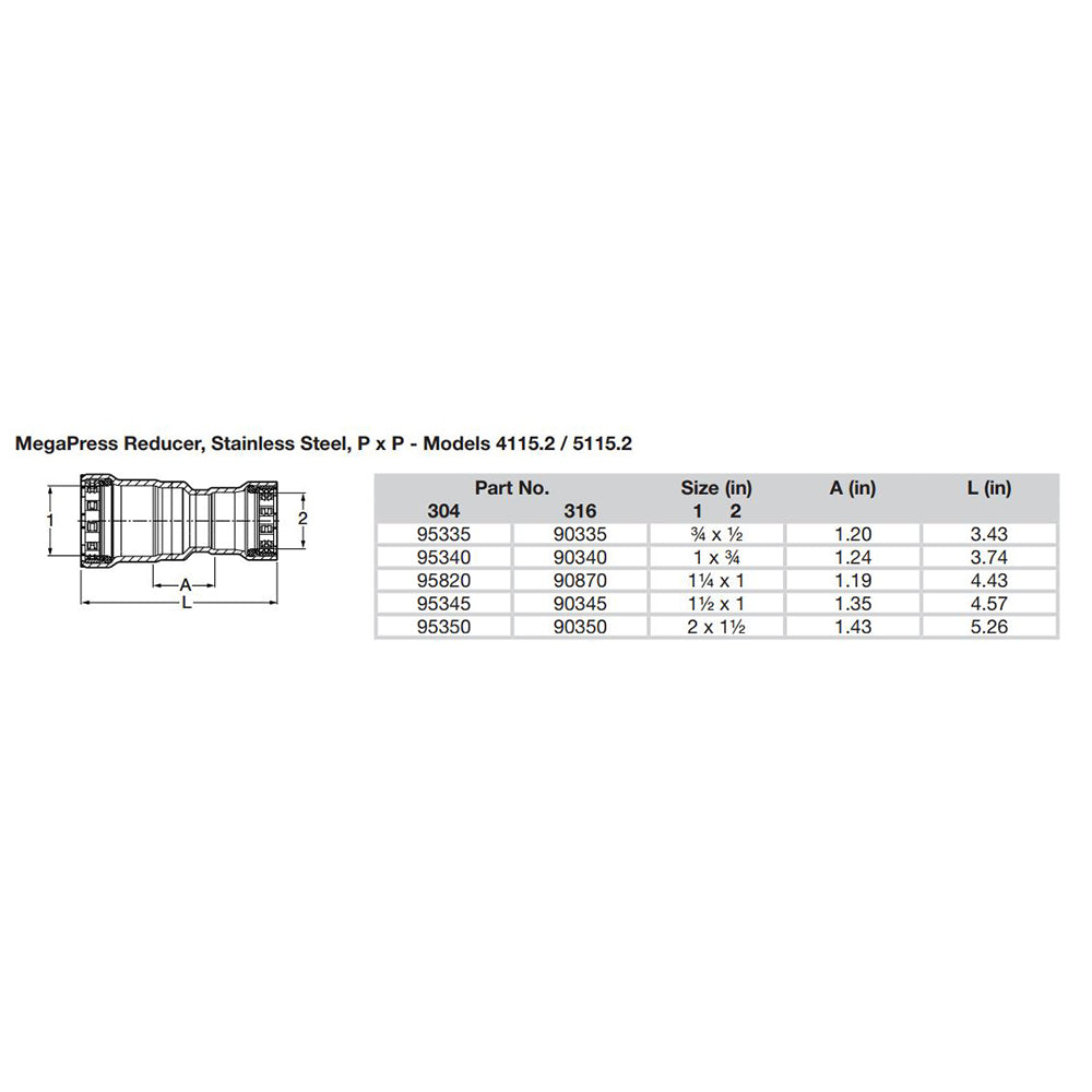 Viega - MegaPress Stainless Steel 304 Reducer