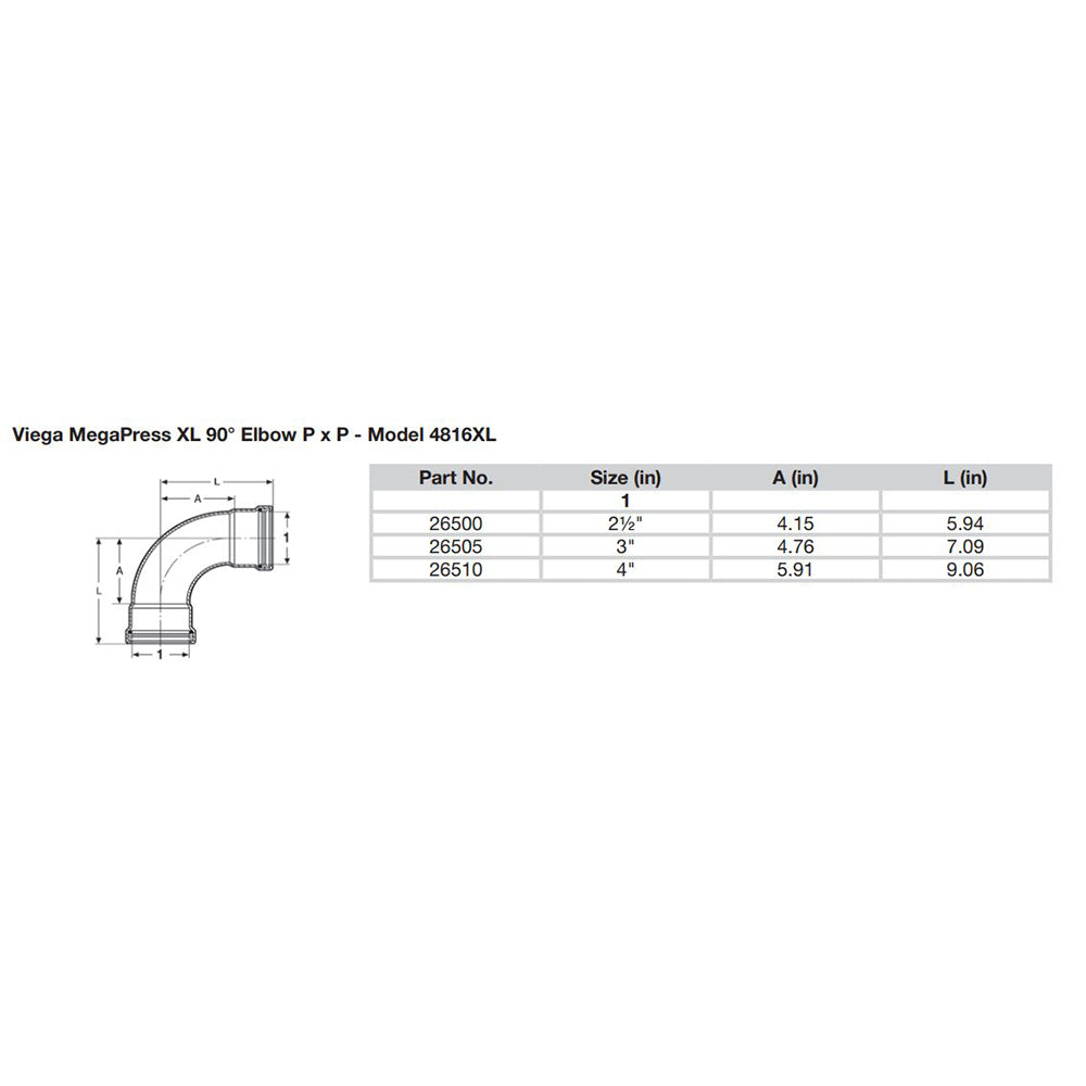 Viega - MegaPress 90" Carbon Steel Elbow - With FKM