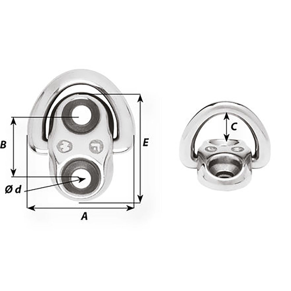 Wichard Marine - Folding Pad Eye - 6mm, 2 Fixed Holes