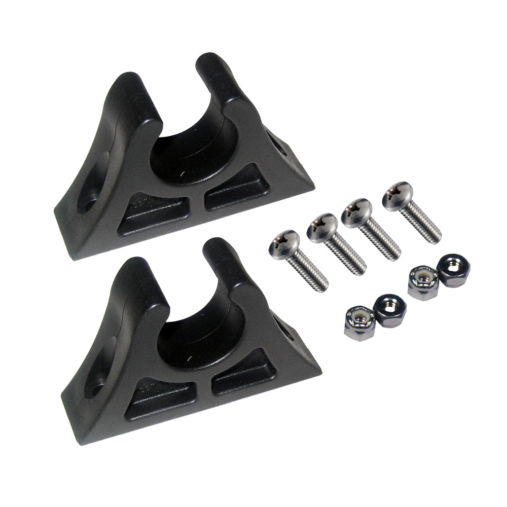 Attwood Marine Paddle Clips, For 1 in Paddles, 2pk, Stainless Steel Hardware, Black