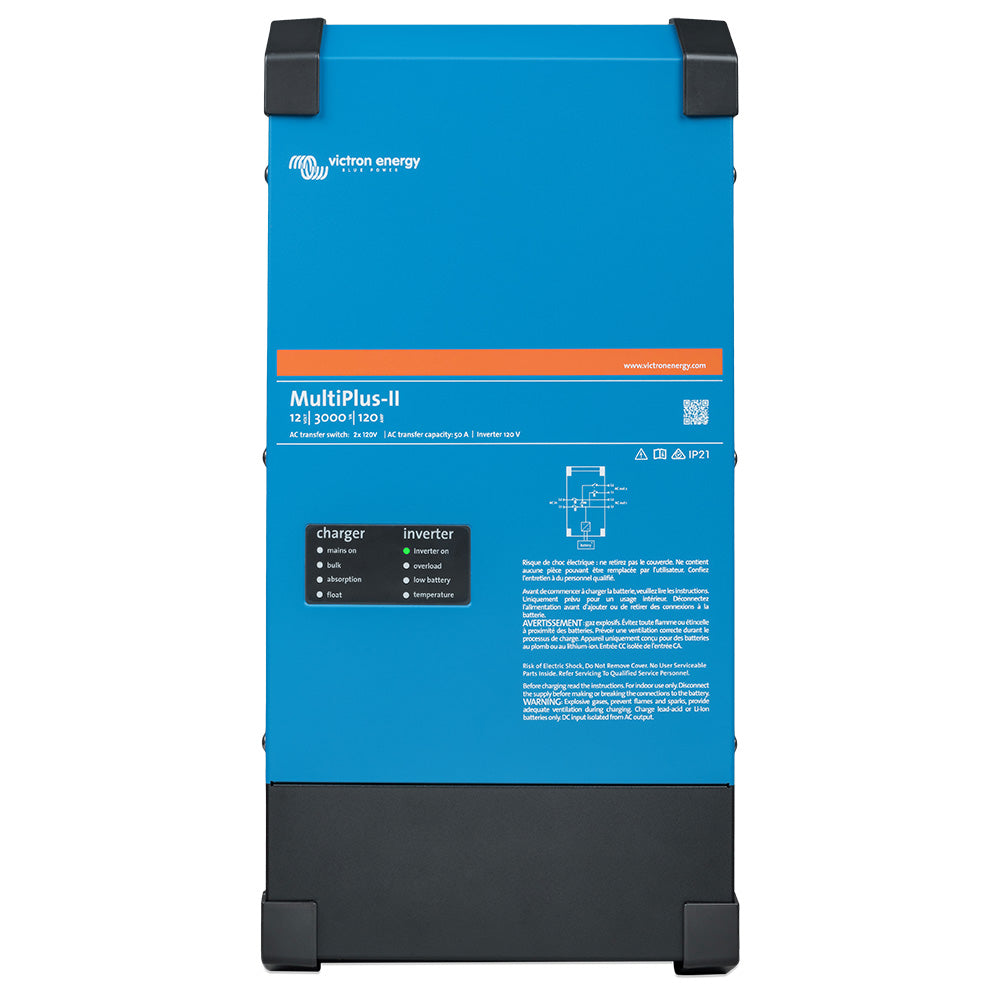 Victron Energy MultiPlus-II Inverter/Charger, 12V, 3000VA, 120A Charger, 120V AC, 50A Transfer Switch
