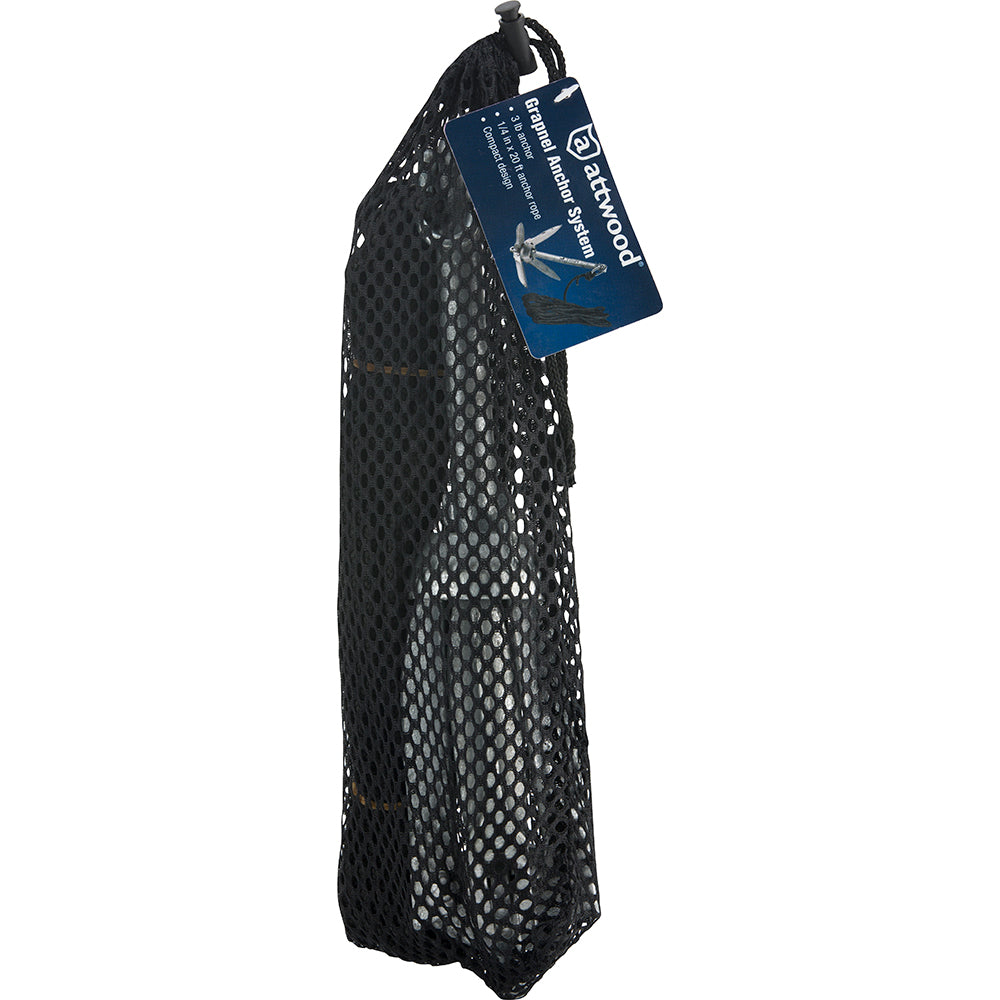 Attwood Marine Kayak Grapnel Anchor Kit, For PWCs, Canoes & Float Tubes, 3 lb Anchor, 20 ft MFP Anchor Rope, Mesh Bag