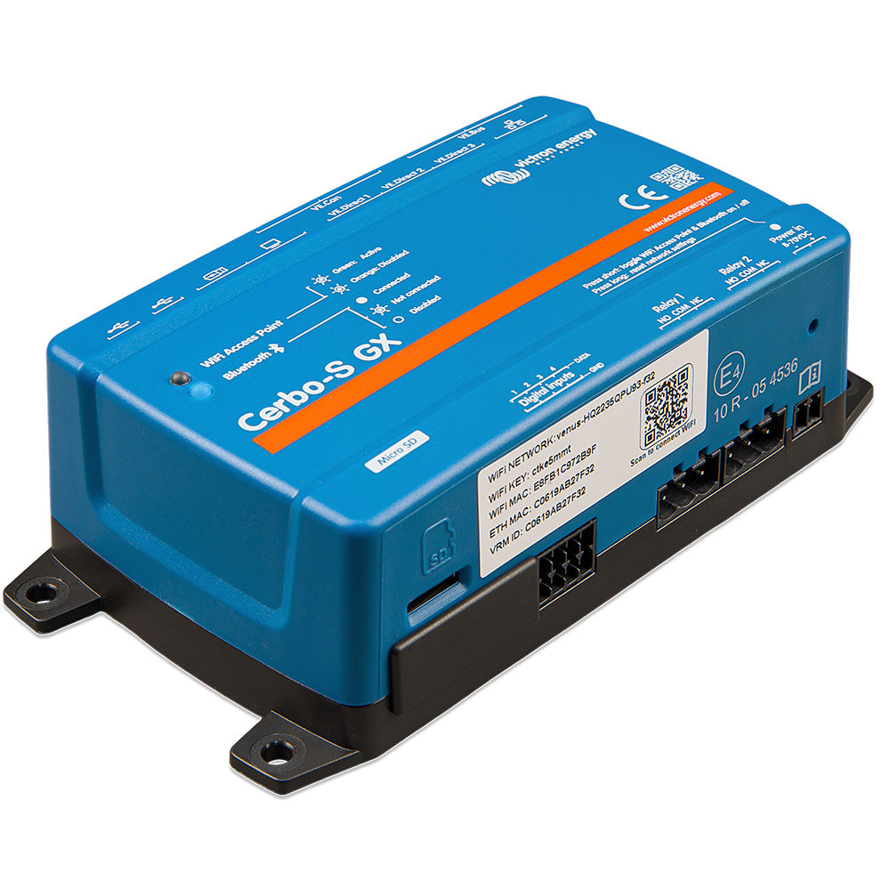 Victron Energy Cerbo-S GX Basic Version Communication Center, 8-70V DC, 3 VE.Direct Ports, 4 Digital Inputs, No BMS-Can Port