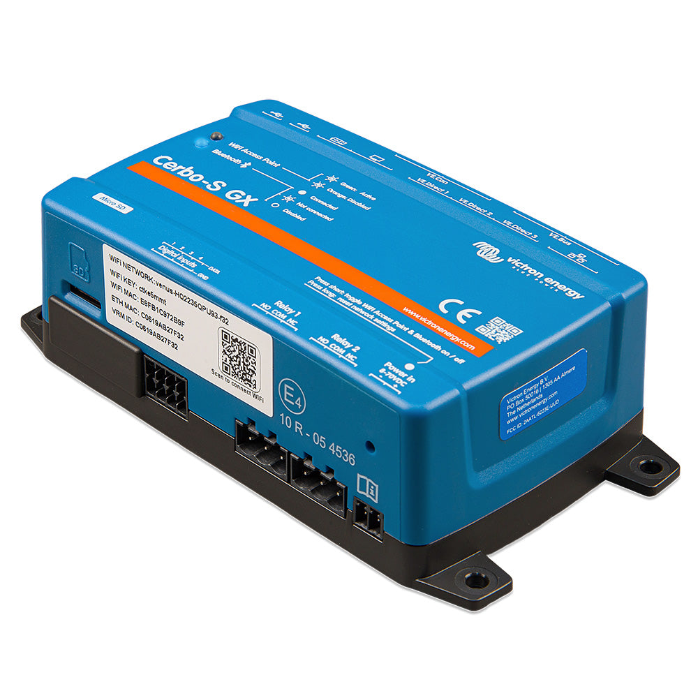 Victron Energy Cerbo-S GX Basic Version Communication Center, 8-70V DC, 3 VE.Direct Ports, 4 Digital Inputs, No BMS-Can Port