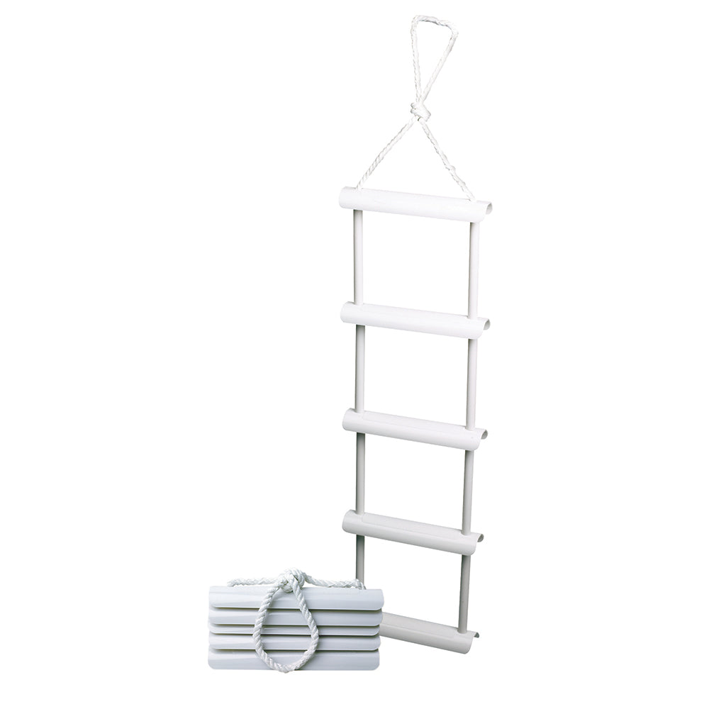 Attwood Marine Rope Ladder, 5-Step, 11-3/4 in Blow-Molded Steps, Cleat or Railing Mount, Fold-Flat
