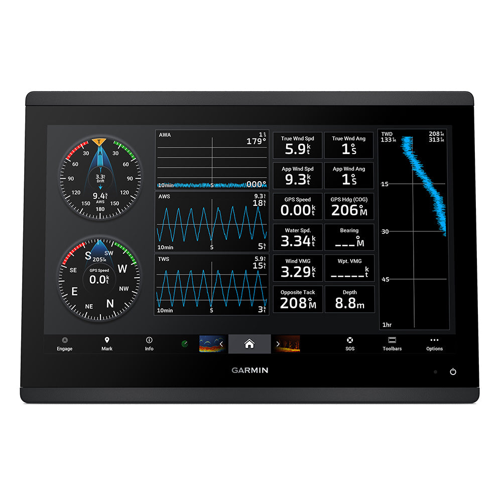 Garmin GPSMAP 1623 Chartplotter, Non-Sonar, 16 in IPS Touchscreen, Worldwide Basemap, NMEA 2000, Wi-Fi