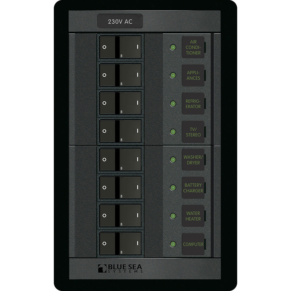 Blue Sea Systems 360 AC Circuit Breaker Panel, 8 Position, 230V, 100A