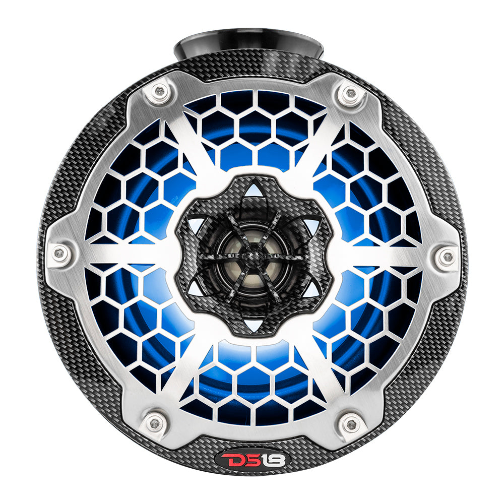 DS18 - HYDRO 6.5" Compact Wakeboard Pod Tower Speaker - With RGB LED Lights, 375W, Black Carbon Fiber