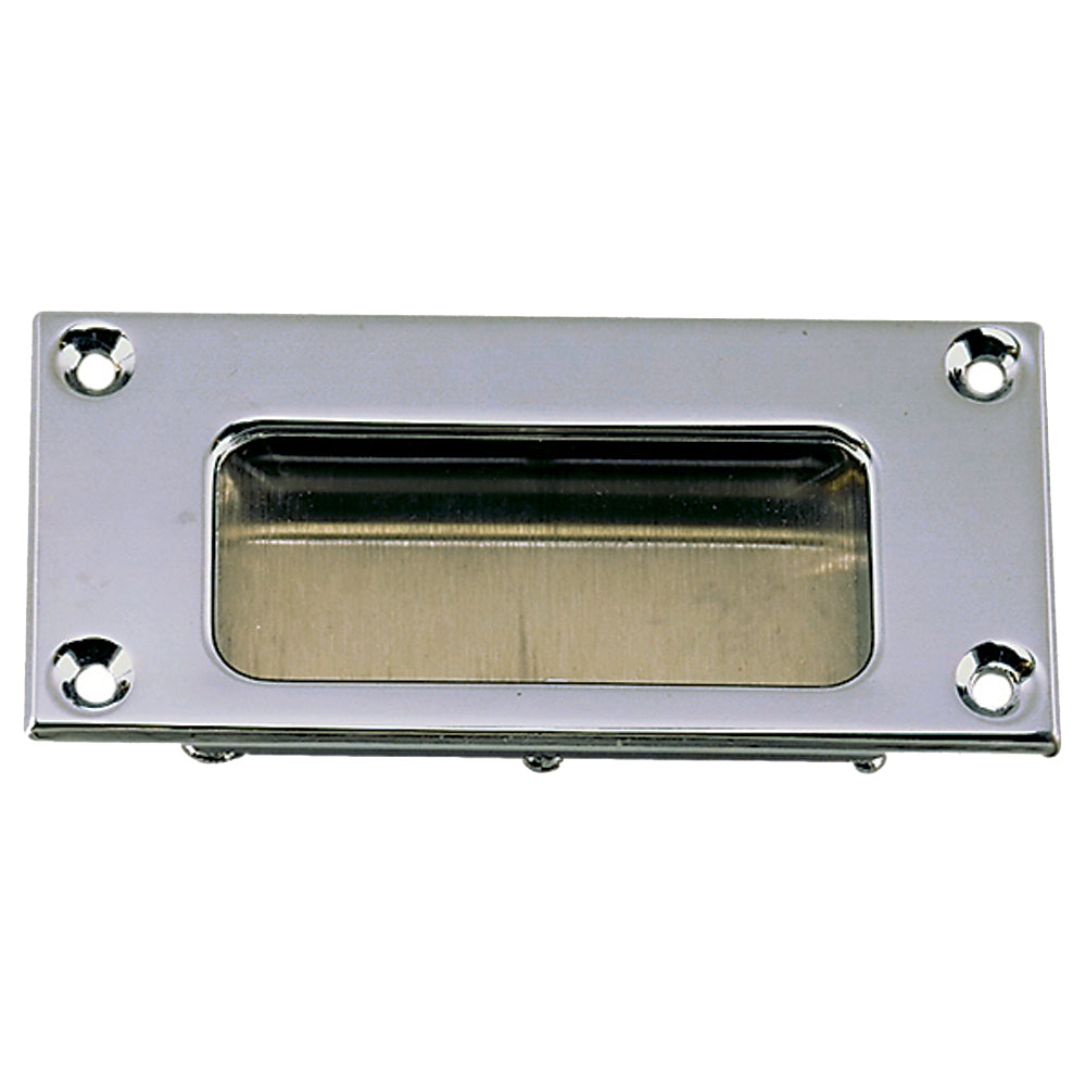 Perko 1110 Flush Pull, Chrome-Plated Zinc Alloy and Stainless Steel, 3-11/16 x 1-11/16 in Face Plate, 7/16 in Depth