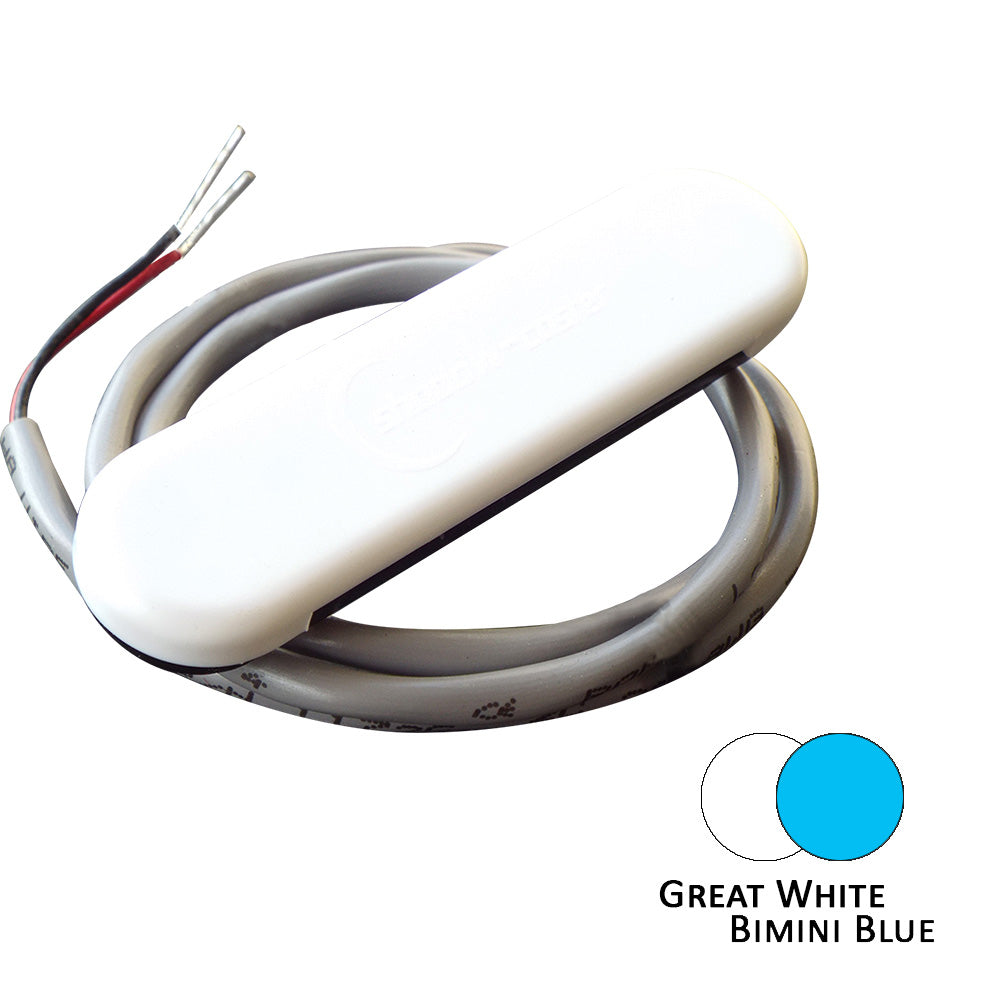 Shadow-Caster LED Lighting - Dual Color Courtesy Light - With Lead Wire, White Abs Cover, Great White/Bimini Blue
