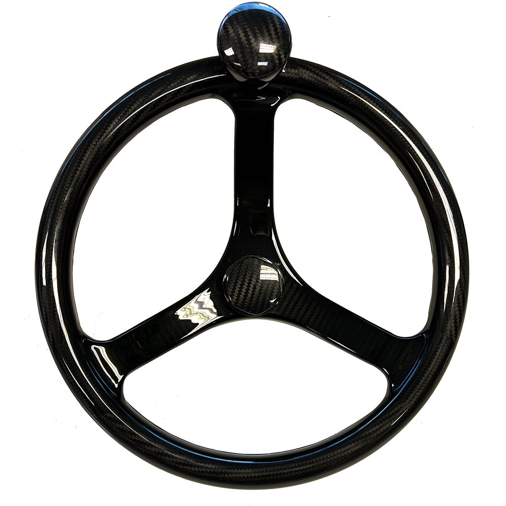 Schmitt & Ongaro Marine - Carbon Fiber Primus Wheel - With Knob 13.5", With Sanntoprene Finger Grip 3/4" Tapered Shaft