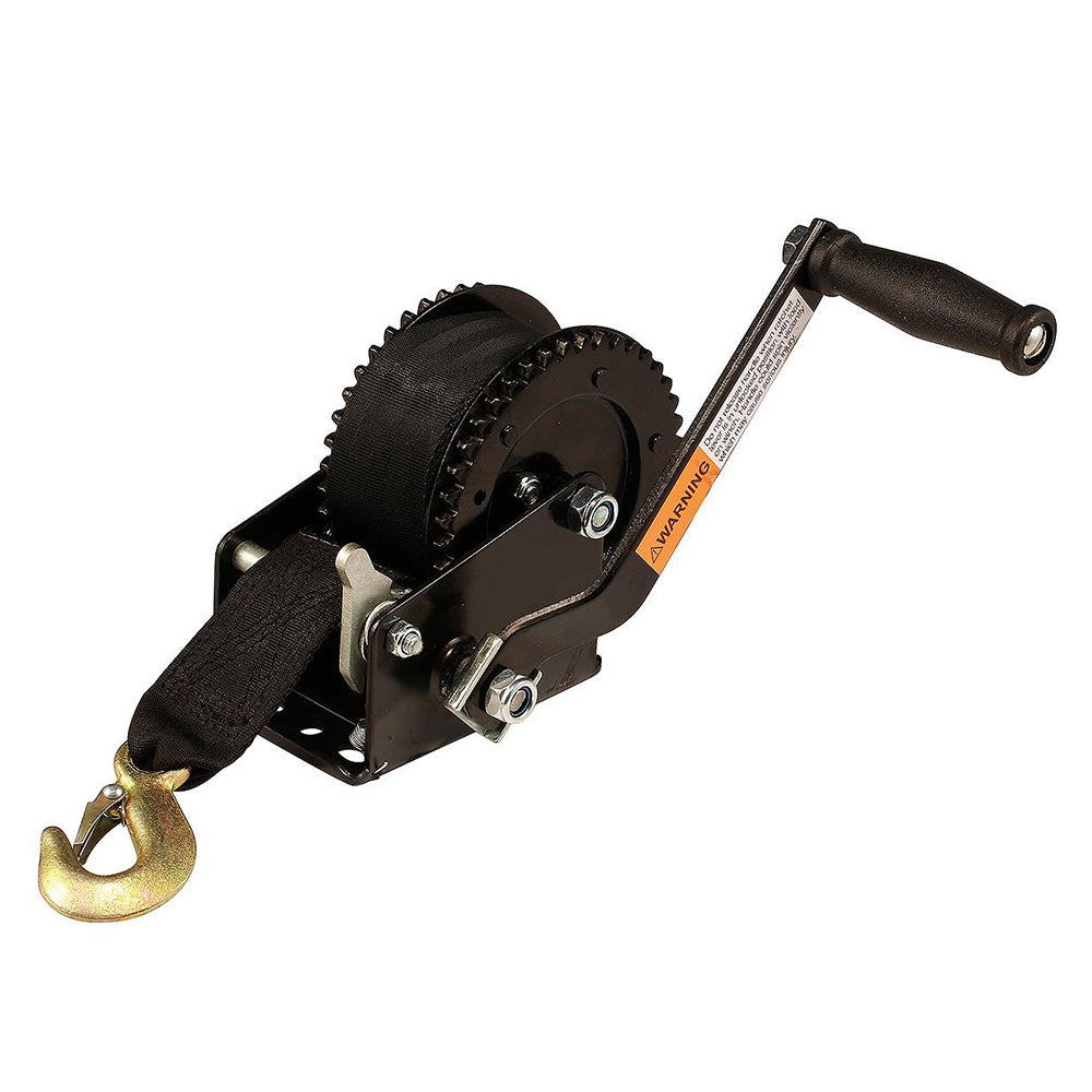 Attwood Marine Boat Trailer Winch, 2 in x 20 ft Nylon Strap, 4.1:1 Gear Ratio, 3-Position Pawl