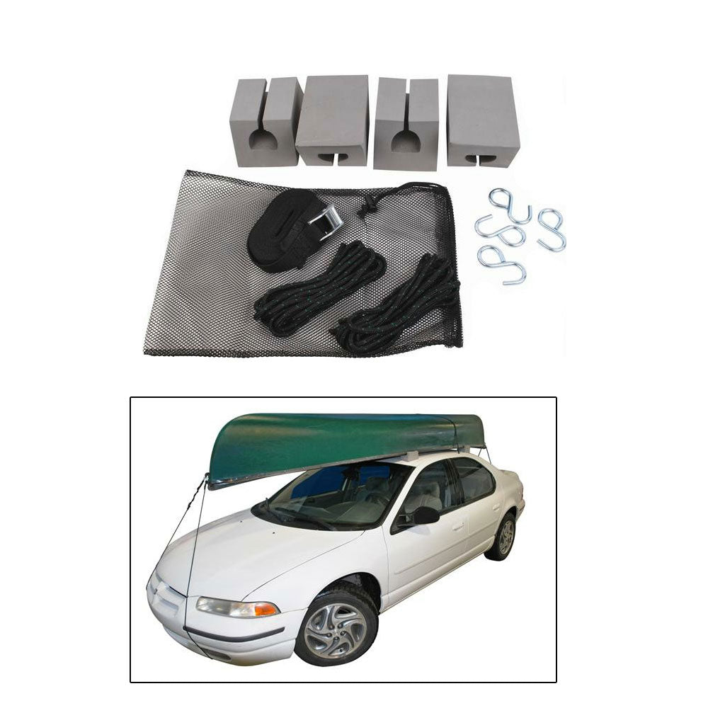 Attwood Marine Car-Top Carrier Kit, Foam Blocks, Poly Web Straps, 20 ft Rope, S-Hooks