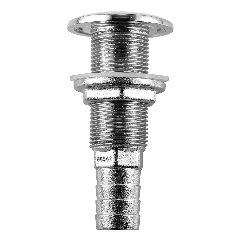 Attwood Marine Standard Straight Barbed Thru-Hull Fitting, 316 Stainless Steel, Above-Water-Line