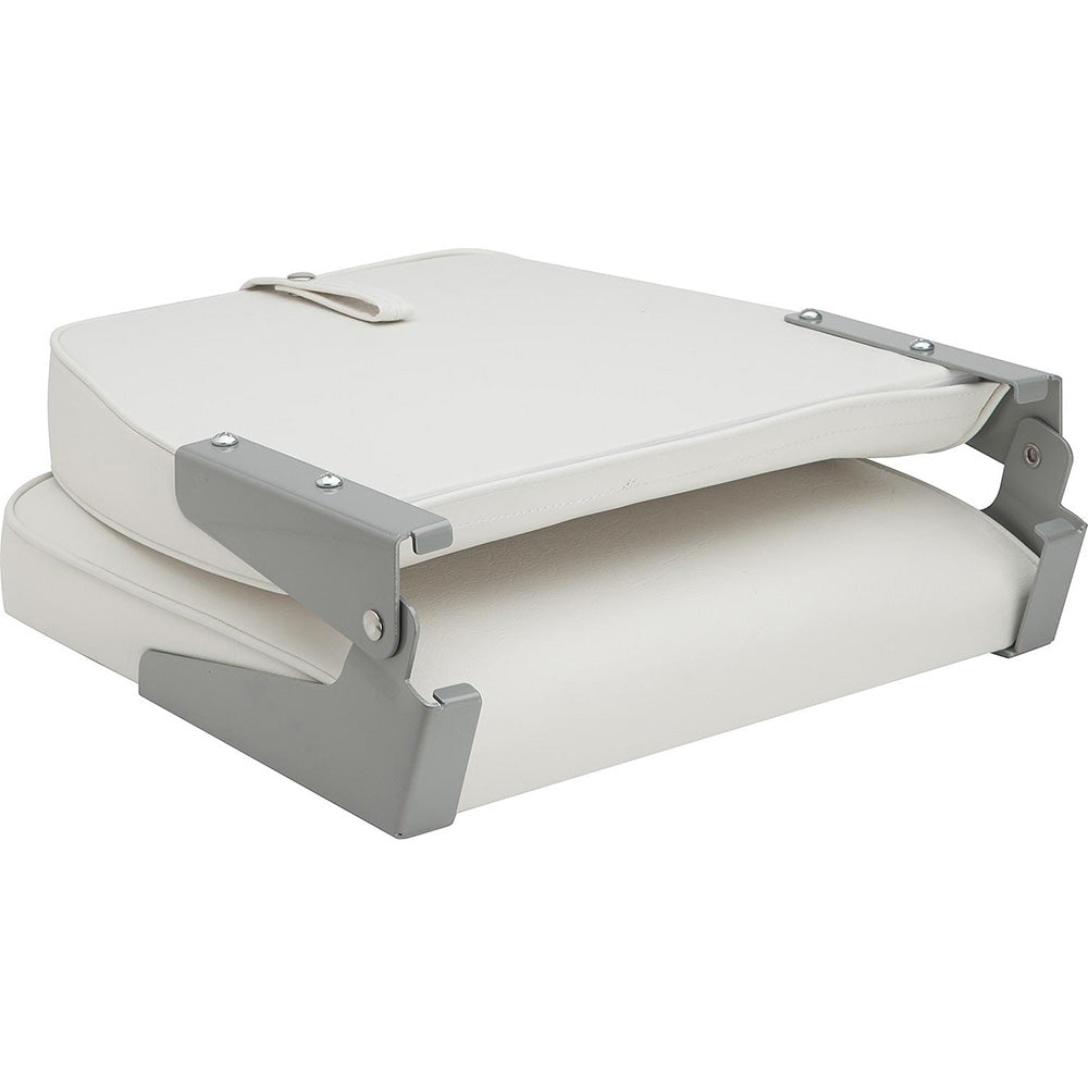 Attwood Marine Swivl-Eze Low Back Padded Flip Seat, 15 x 16 x 16 in, ABYC B, UV and Mildew-Resistant Vinyl