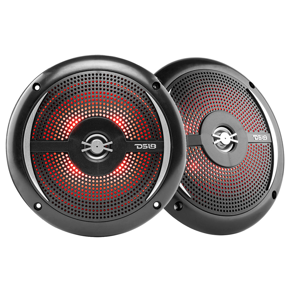 DS18 - HYDRO 6.5" 2-Way Marine Slim Speakers - RGB LED Lighting, 100W
