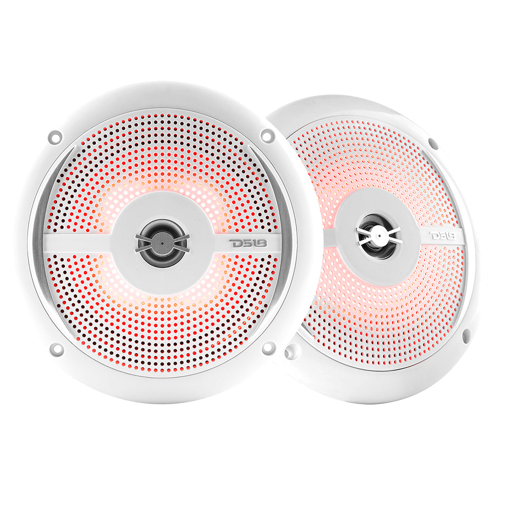 DS18 - HYDRO 6.5" 2-Way Marine Slim Speakers - RGB LED Lighting, 100W