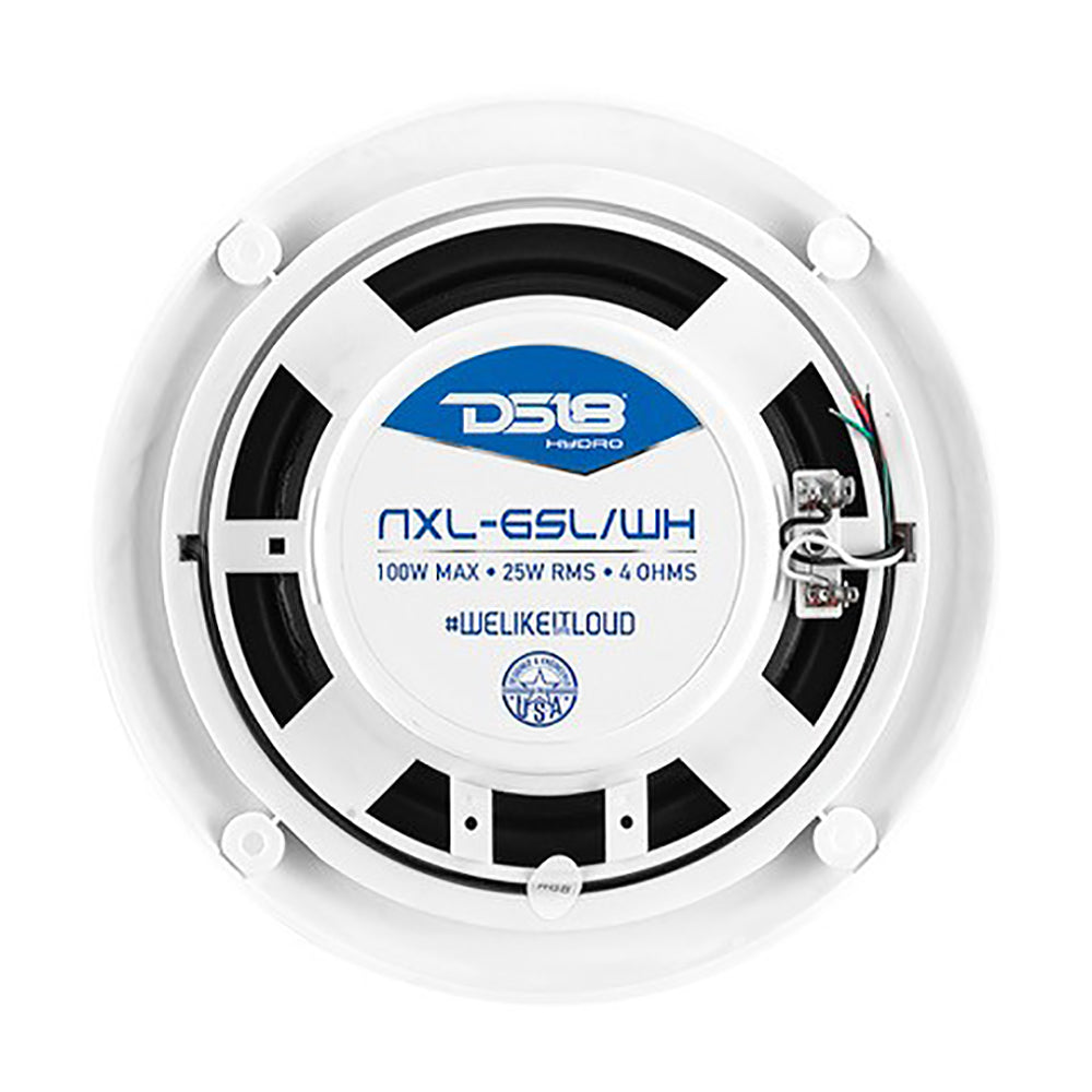 DS18 - HYDRO 6.5" 2-Way Marine Slim Speakers - RGB LED Lighting, 100W