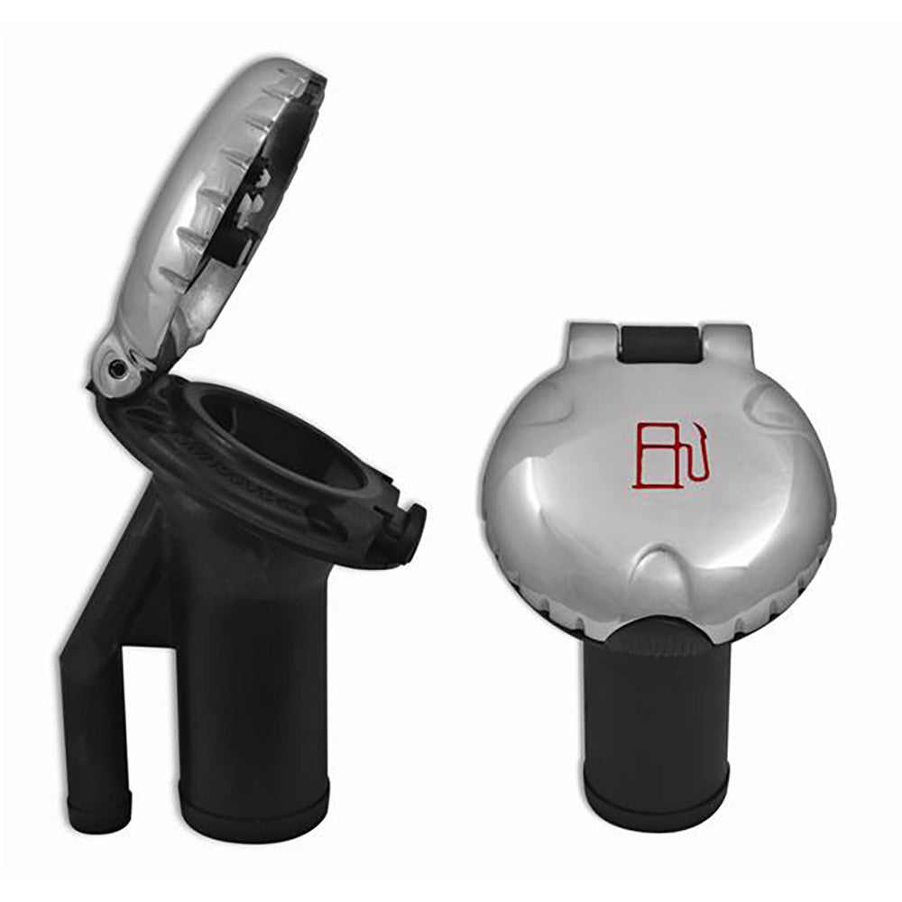 Attwood Marine Deck Fill for Pressure Relief Systems, 1-1/2 in Fill Hose, 5/8 in Vent Hose, 1 psi, 4-18 GPM