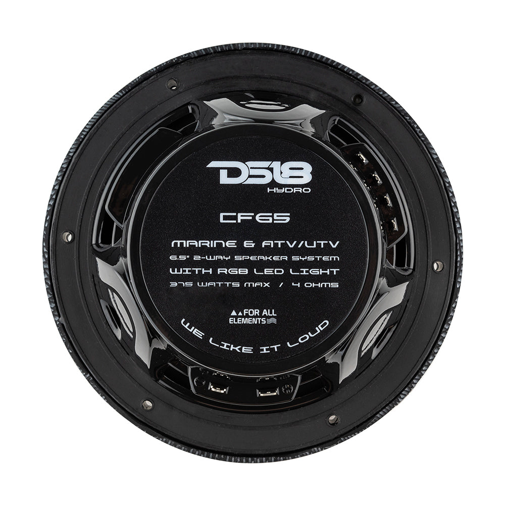 DS18 - HYDRO 2-Way Marine Speakers - With RGB LED Lights, Carbon Fiber