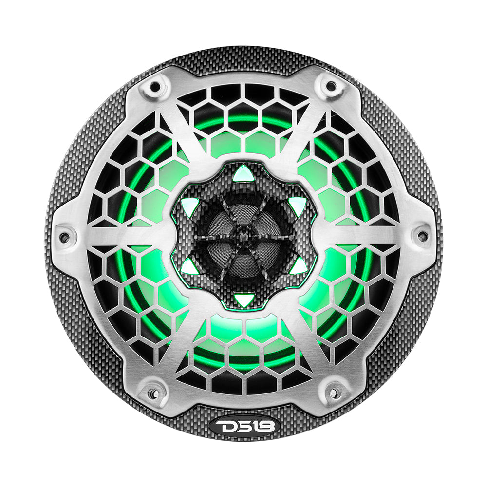DS18 - HYDRO 2-Way Marine Speakers - With RGB LED Lights, Carbon Fiber