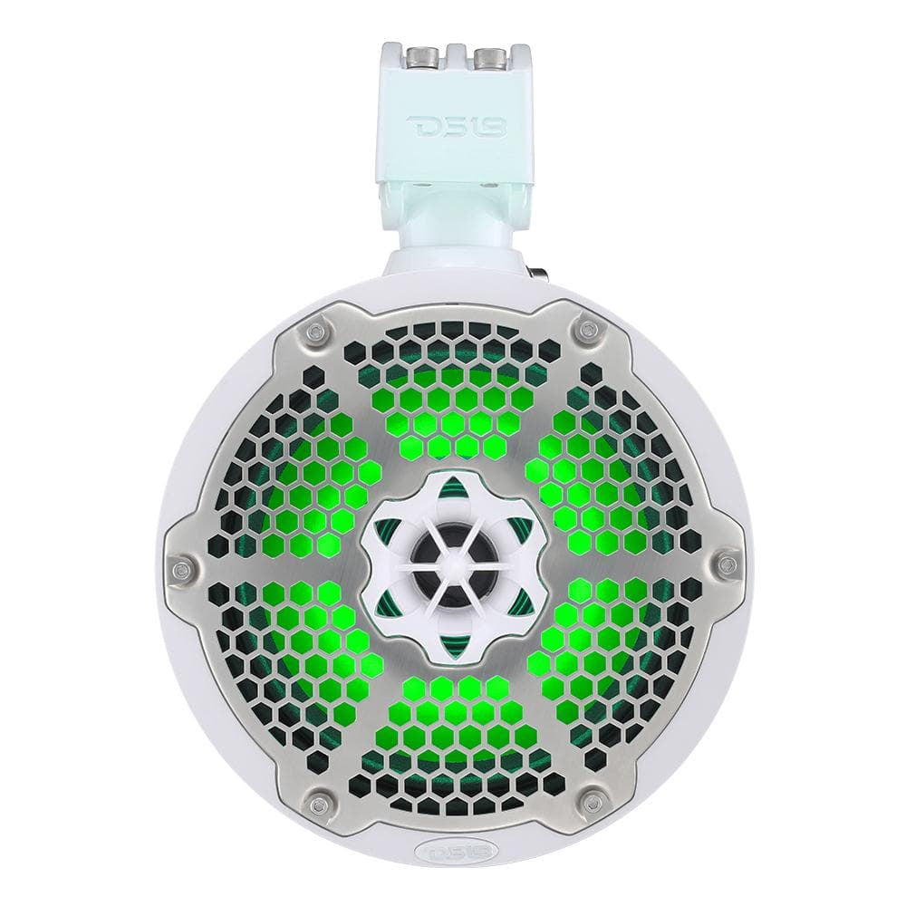 DS18 - Hydro 8" Neodymium Marine Towers - With Built-in Passive Radiator, 1" Driver, RGB LED Light, 550 Watts, Pair White