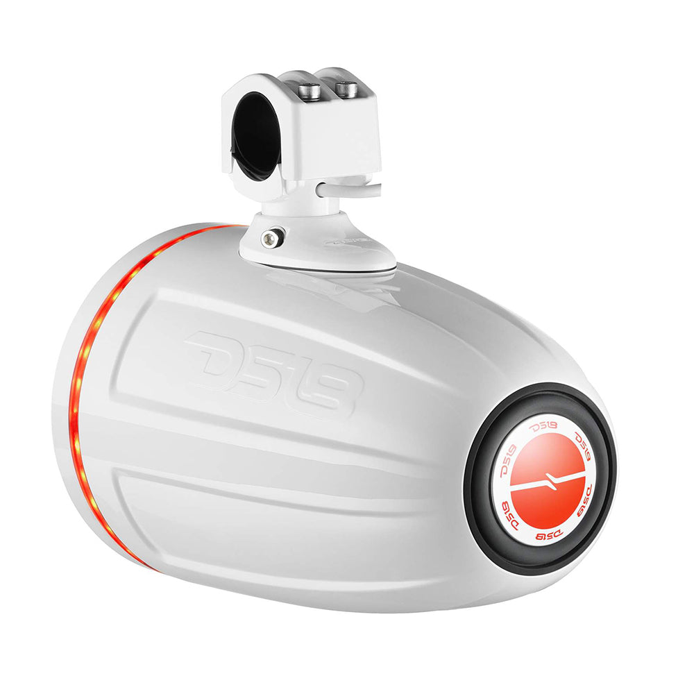 DS18 - Hydro 8" Neodymium Marine Towers - With Built-in Passive Radiator, 1" Driver, RGB LED Light, 550 Watts, Pair White