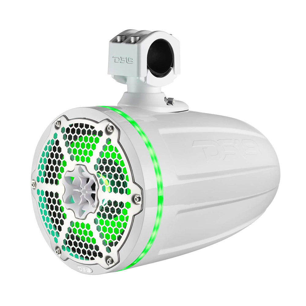 DS18 - Hydro 8" Neodymium Marine Towers - With Built-in Passive Radiator, 1" Driver, RGB LED Light, 550 Watts, Pair White