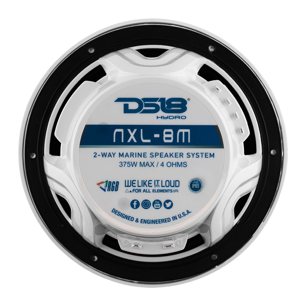 DS18 - New Edition HYDRO 8" 2-Way Marine Speakers - With RGB LED Lighting 375W