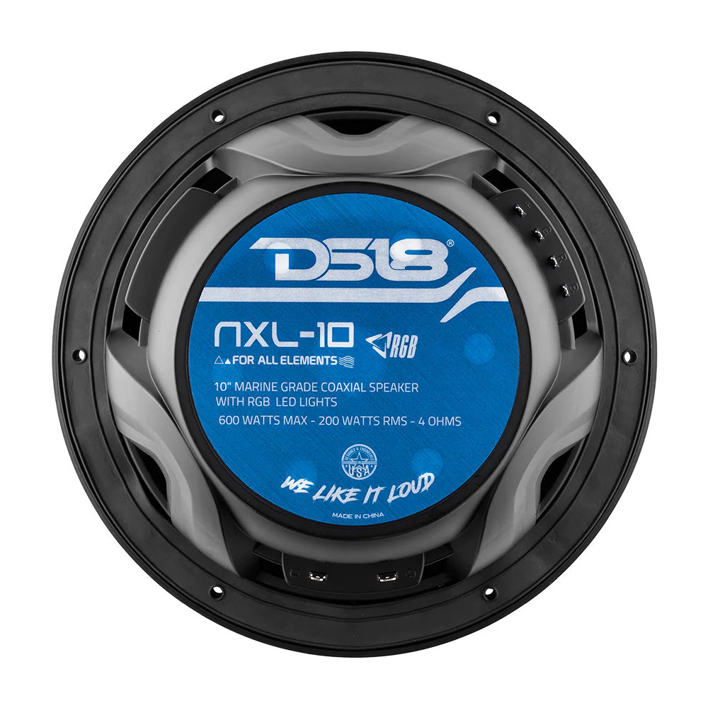 DS18 - HYDRO 10" 2-Way Marine Speakers - With Bullet Tweeter Integrated RGB LED Lights