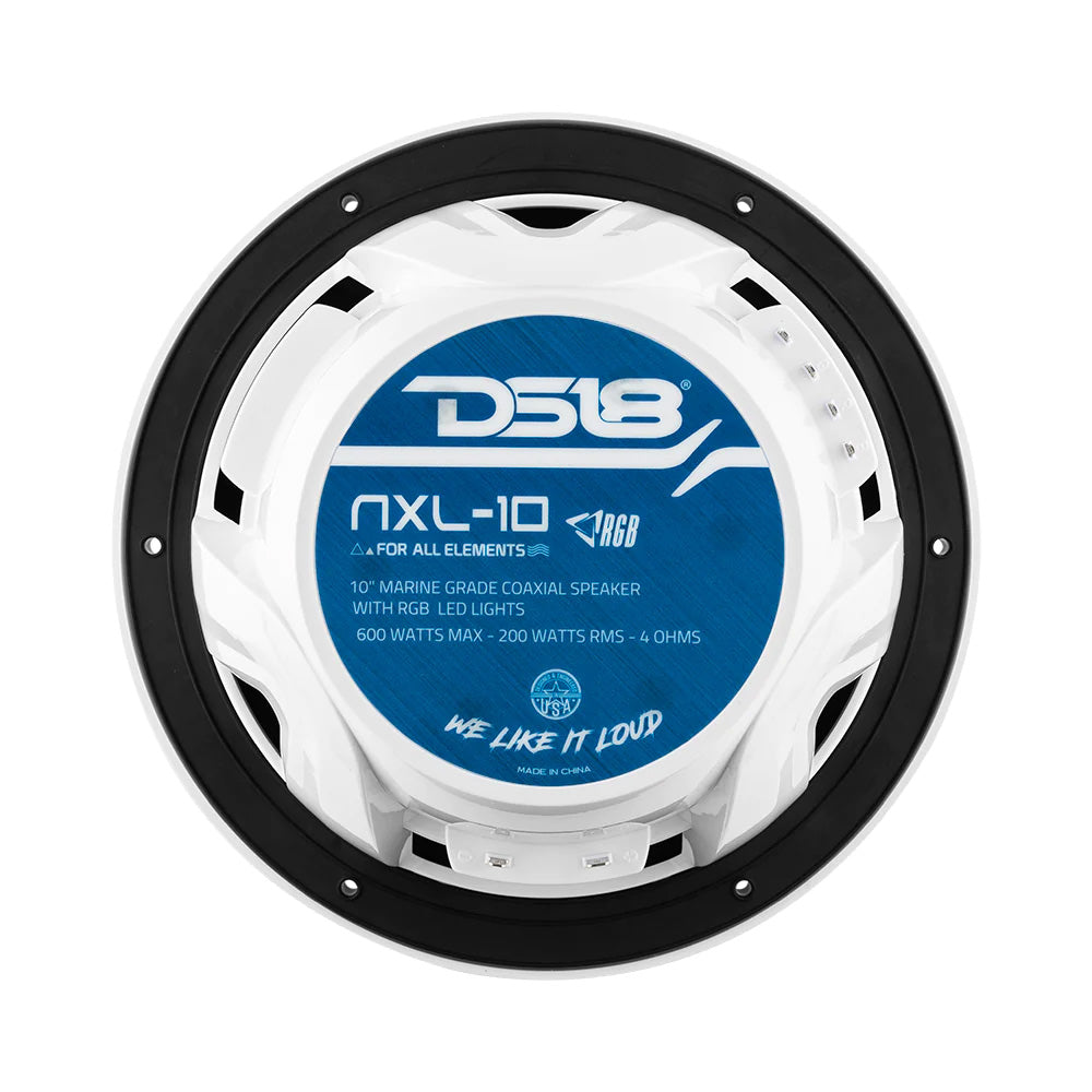DS18 - HYDRO 10" 2-Way Marine Speakers - With Bullet Tweeter Integrated RGB LED Lights