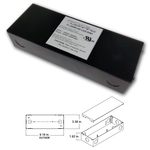 FUTURA - Universal Electronic Power Supply - Black, Input 120V AC, Output 24V DC, 200W