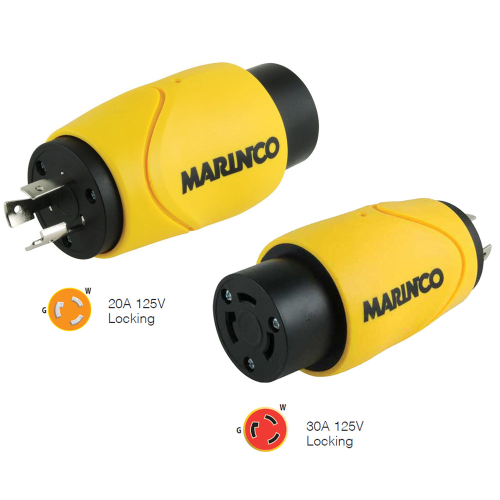 Marinco - Straight Adapter - 20Amp Locking Male to 30Amp Locking Female Connector
