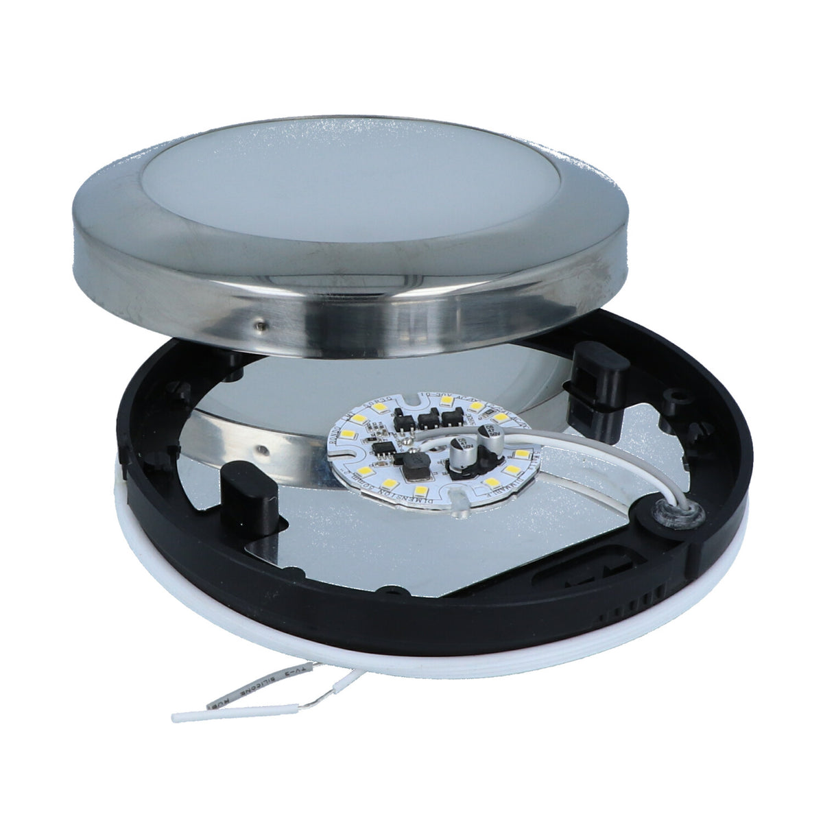 Mega LED - Andros LED Downlight Fixture - Surface Mount, 10-30V DC, Frosted Glass, Stainless Steel 316 Trim