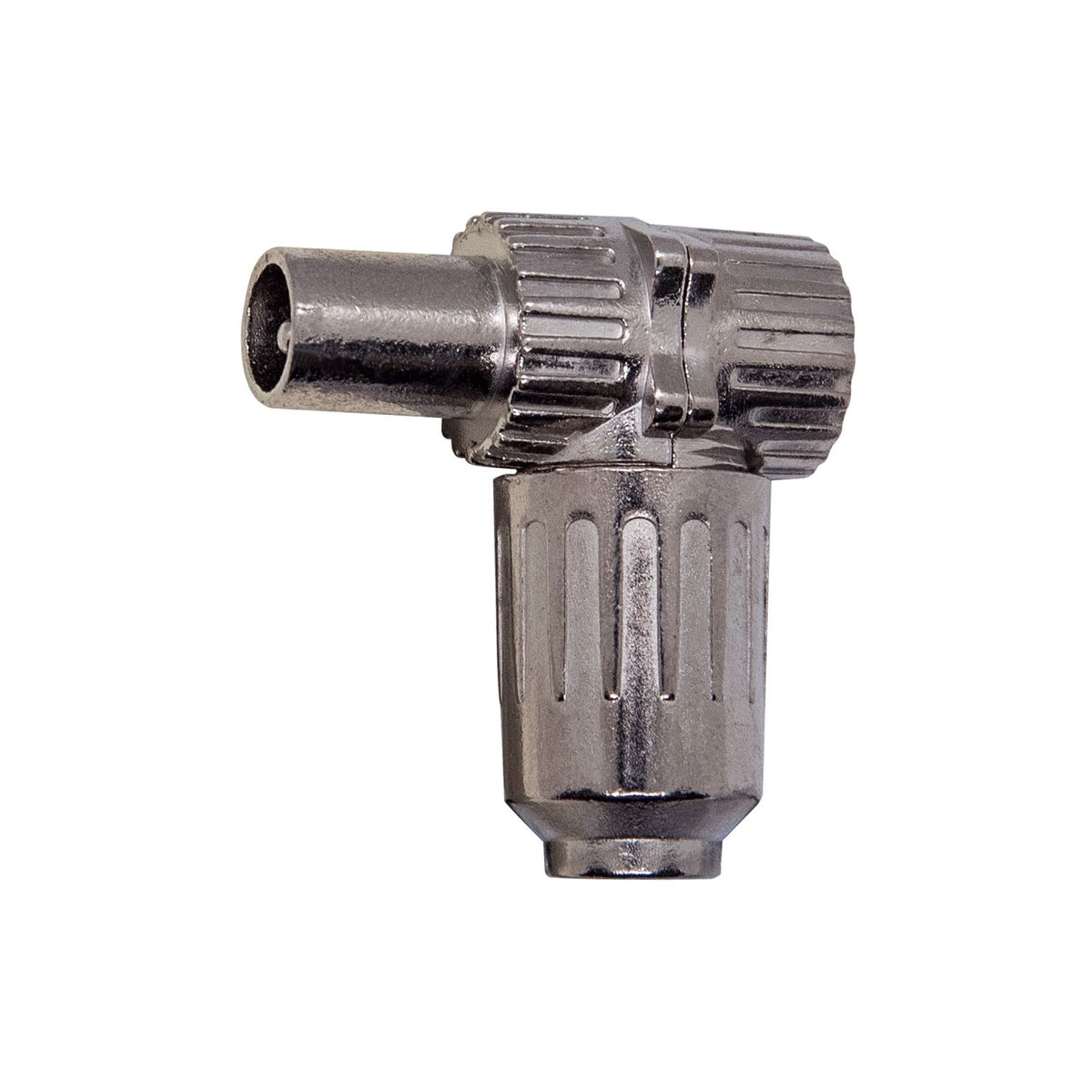 Vimar Coaxial TV-RD-SAT Male Connector, 90 Degree Elbow, 75 Ohm, RG59, White Finish