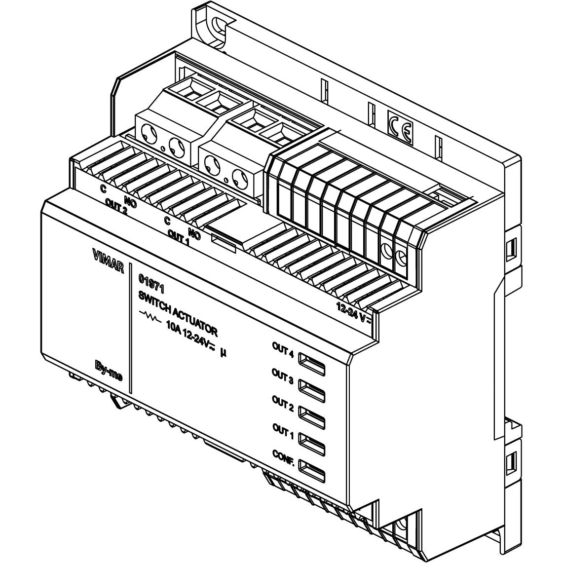 Vimar By-me Plus 4-Relay Actuator 24V, 12-24V AC/DC SELV, 10A, DIN Rail