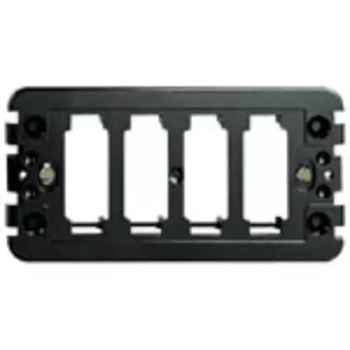 Vimar 8000 Series 4-Module Mounting Frame, for Rectangular Flush Boxes, with Screws, Thermoplastic, Horizontal/Vertical Mounting, Black