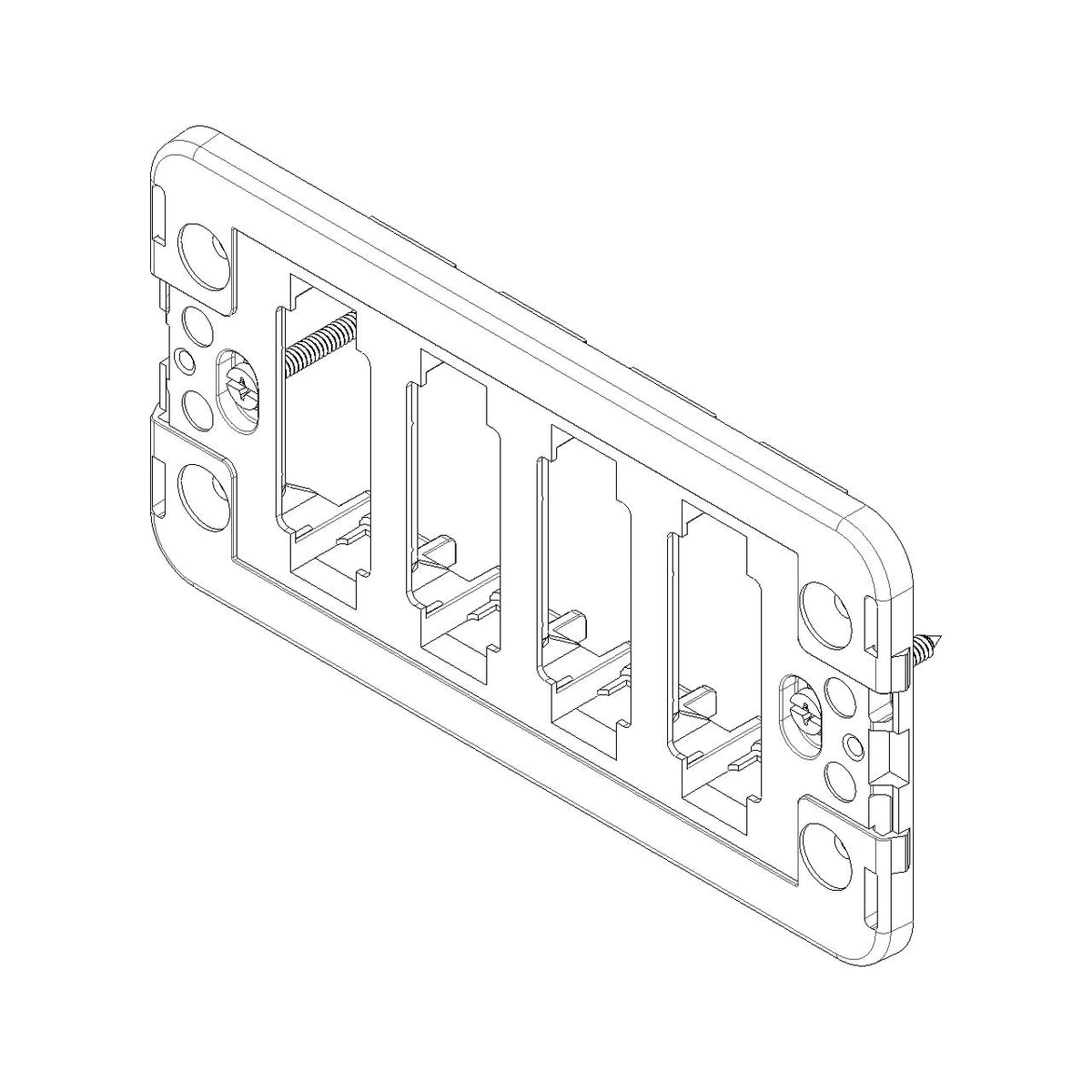 Vimar 8000 Series 4-Module Mounting Frame, for Rectangular Flush Boxes, with Screws, Thermoplastic, Horizontal/Vertical Mounting, Black
