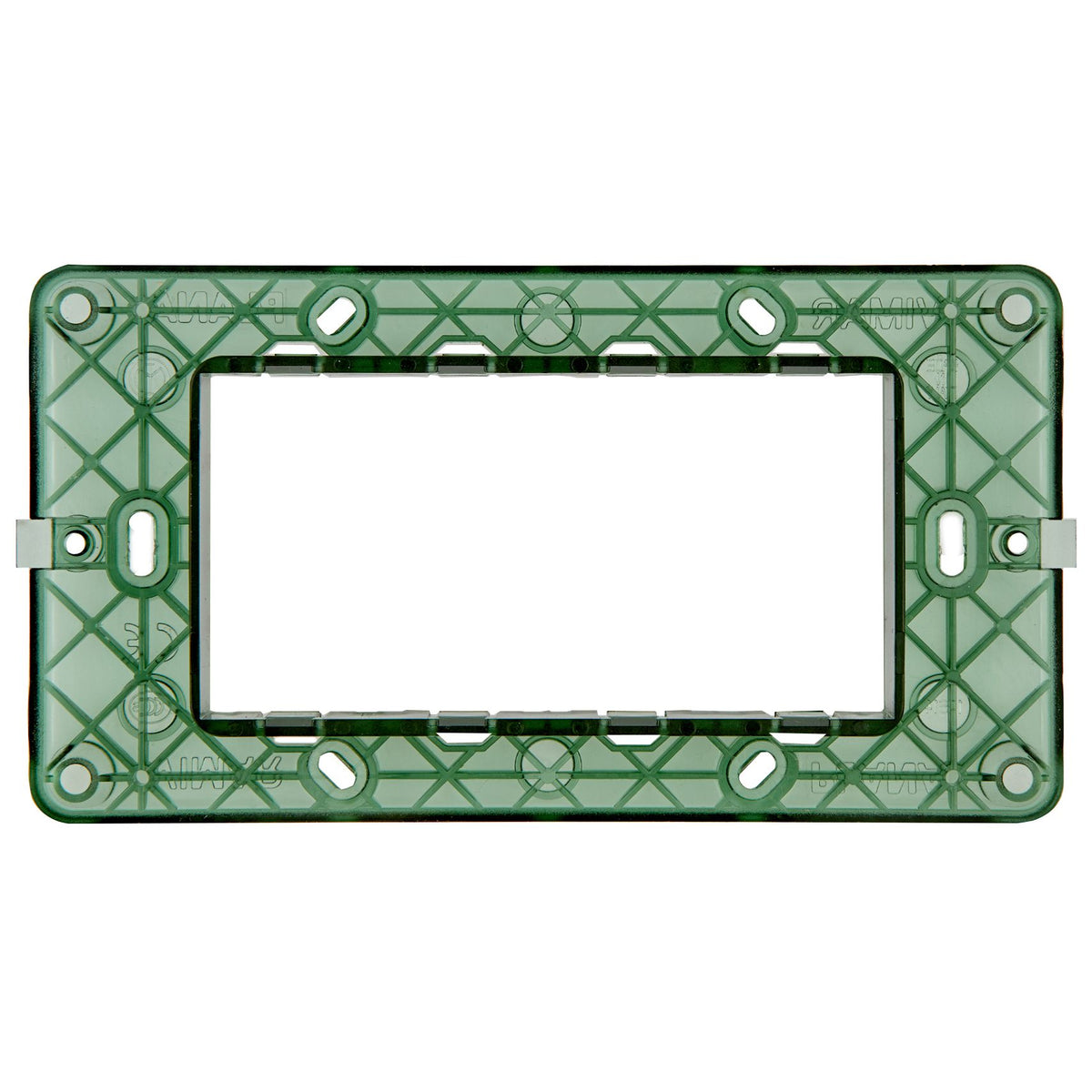 Vimar Plana 4-Module Mounting Frame, With Screws, Flush Mount, Front-Side Module Inserts, Horizontal/Vertical Mounting, Thermoplastic