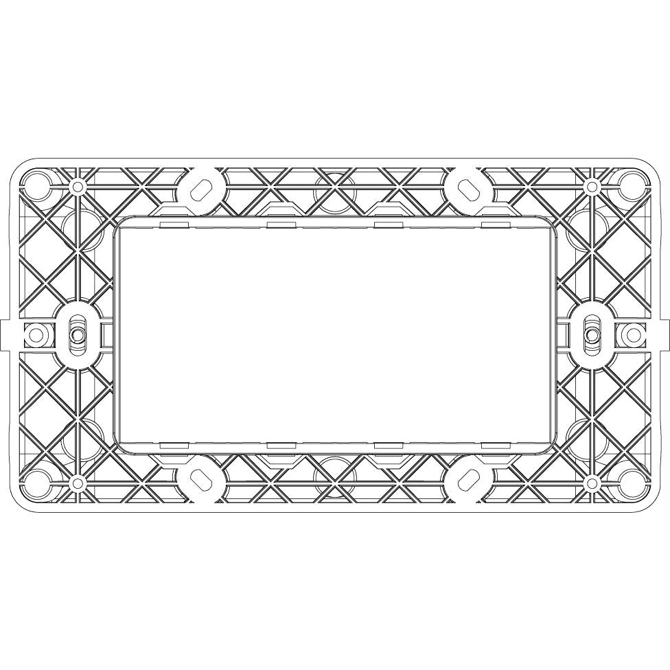 Vimar Plana 4-Module Mounting Frame, With Screws, Flush Mount, Front-Side Module Inserts, Horizontal/Vertical Mounting, Thermoplastic