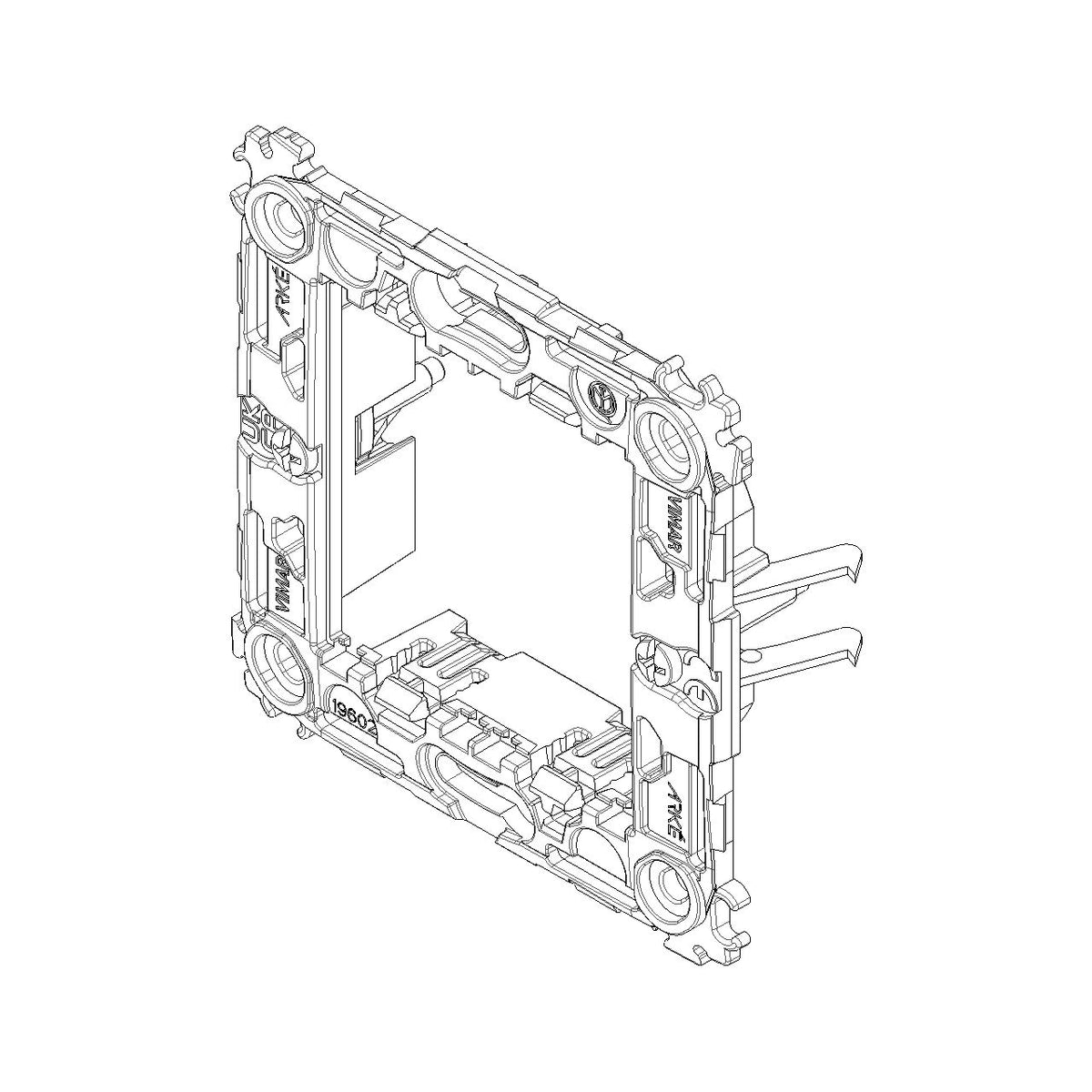 Vimar ARKÉ 2-Module Mounting Frame, For 60 mm Round Boxes, 71 mm Centers, Claw Mount